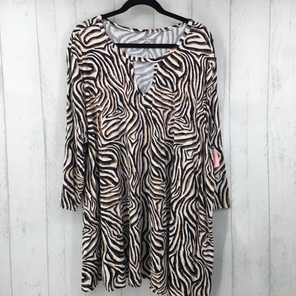 26/28 Printed notch neck 3/4 slv tunic