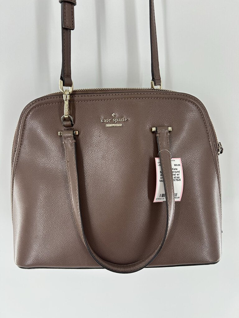 zip around dome satchel w/ crossbody strap