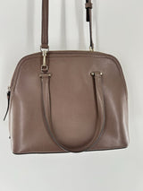 zip around dome satchel w/ crossbody strap