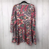 3xl 3/4 slv paisley v-neck top