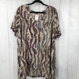 3X Printed scoop-neck s/s top