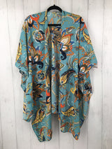 OS flower print shawl kimono