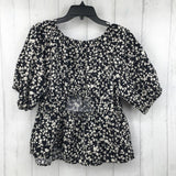 L Flo print puff slv top