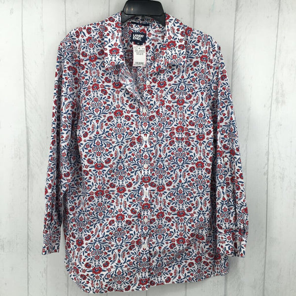 1X Flo print button down l/s top