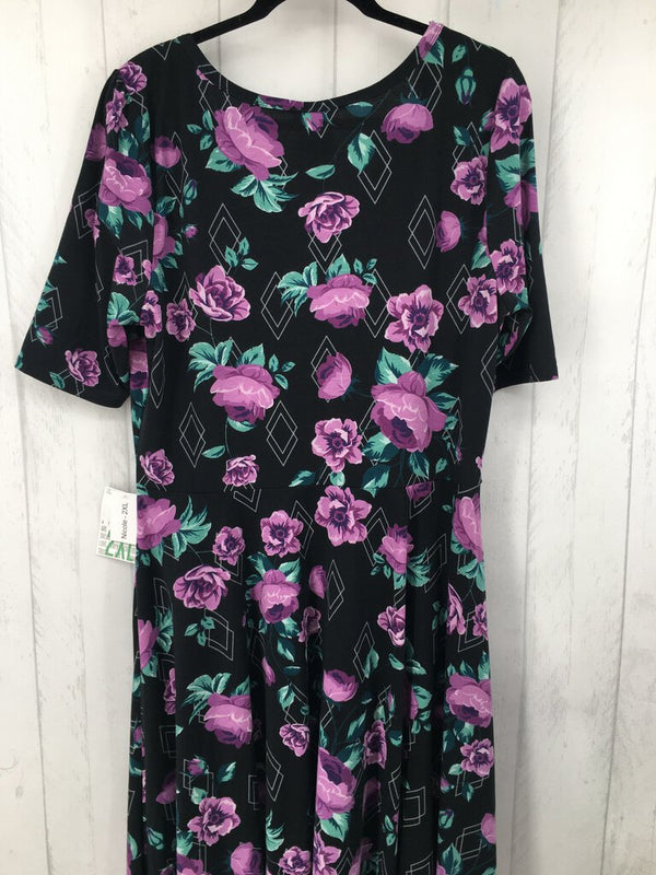 2XL Flo print 3/4 slv dress