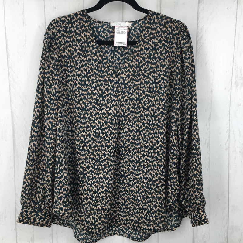 1X Printed v-neck l/s top