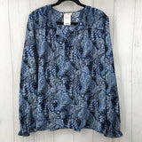 XXL Printed tie front l/s top