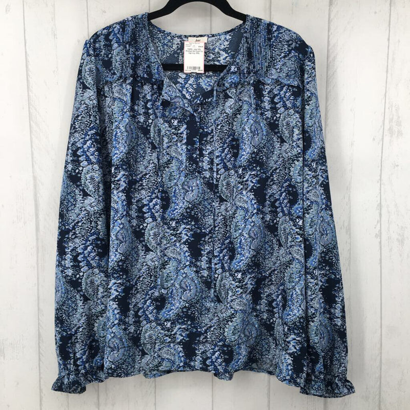 XXL Printed tie front l/s top