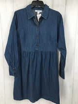 M Button front l/s denim dress