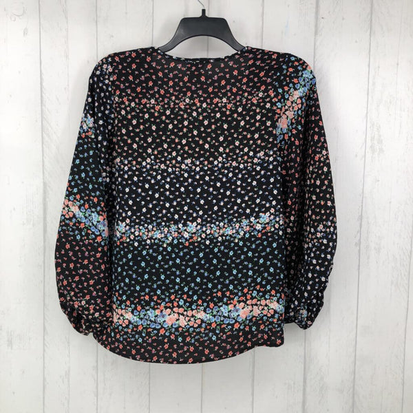 S flo print v-neck 3/4 slv top