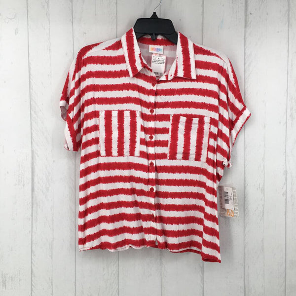 XS Striped button down s/s top