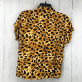 XXS Animal print button down s/s top