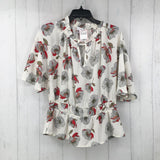 L Flo print flutter slv top