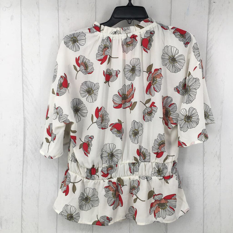 L Flo print flutter slv top