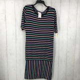 L Striped s/s dress