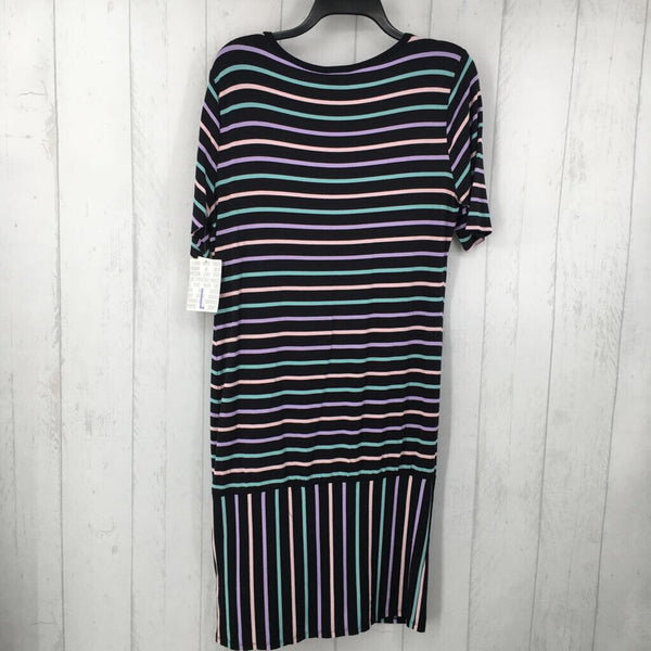 L Striped s/s dress