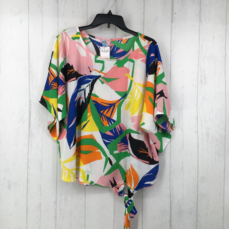 S Leaf print dolman slv top