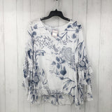 M/L Flo print flutter slv top