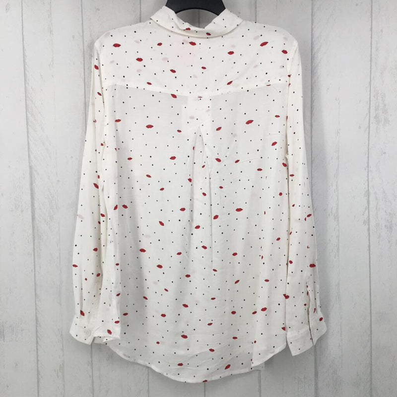 L l/s lips polka dot button shirt