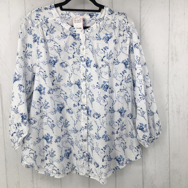 R79 1x elbow slv flower print button shirt