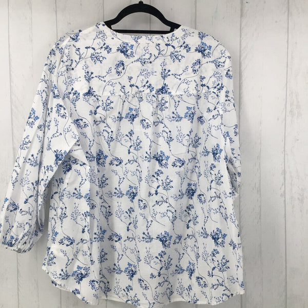 R79 1x elbow slv flower print button shirt