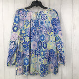 XL flower print 3/4 slv button shirt