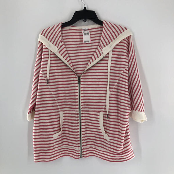 M Striped hooded zip up s/s