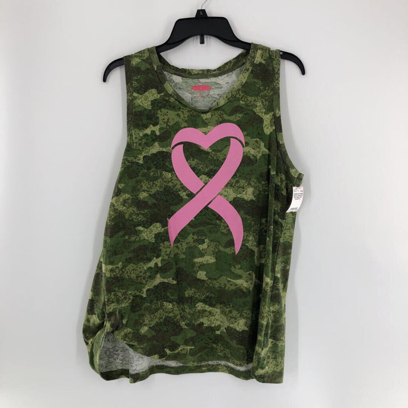 XL Camo print pink ribbon tank