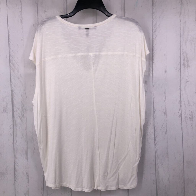 L V-neck cap slv top