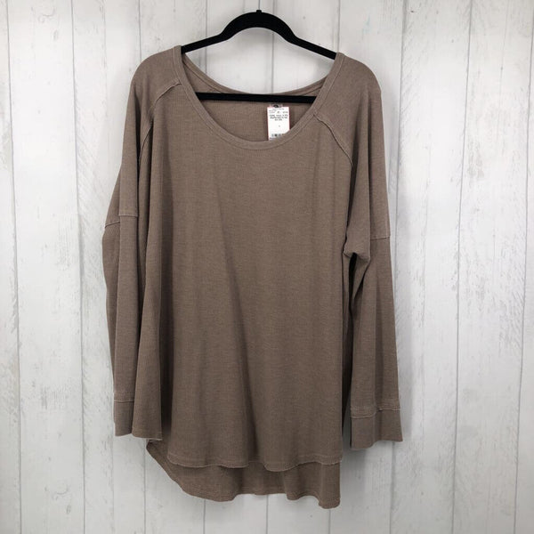 3XL Waffle knit l/s top