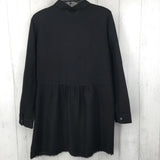 M l/s frayed button down dress