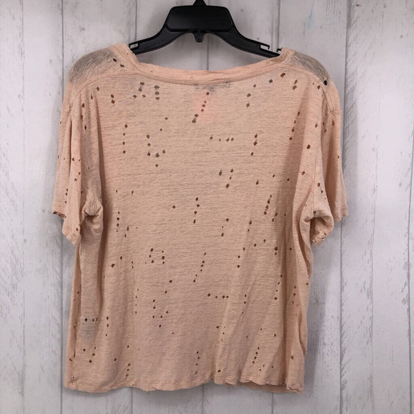 L Distressed v-neck s/s tee