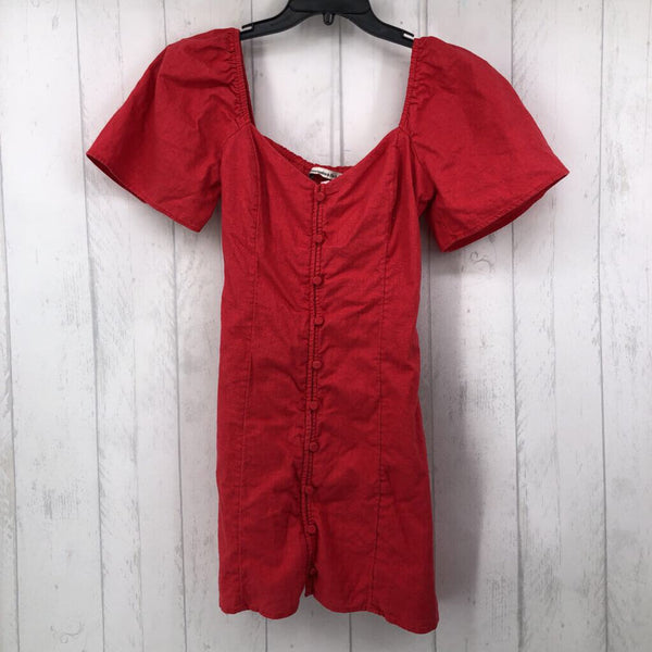 M Linen puff slv dress