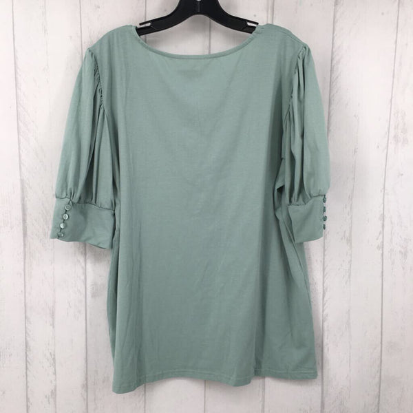 XL pleated slv crew neck top