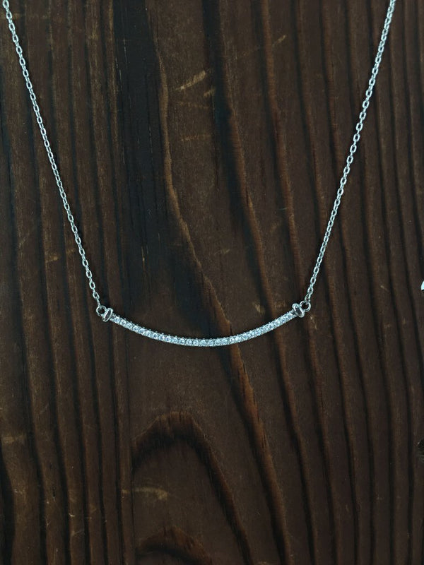 8" Adornia crystal curved bar necklace