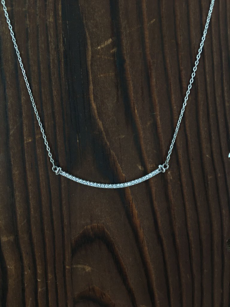 8" Adornia crystal curved bar necklace