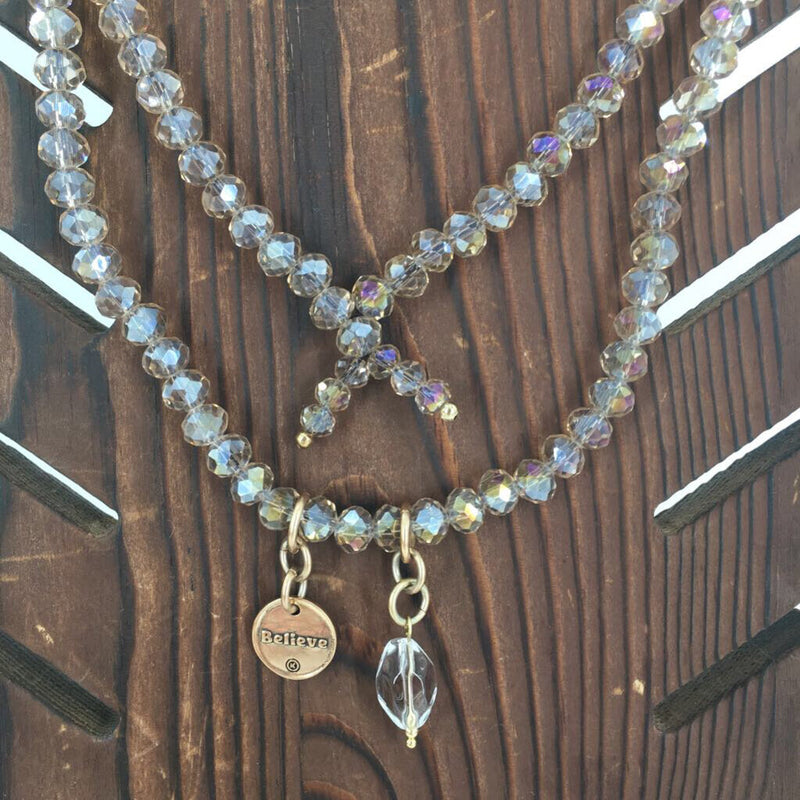 Katia Designs 10" Beaded (Believe charm) necklace