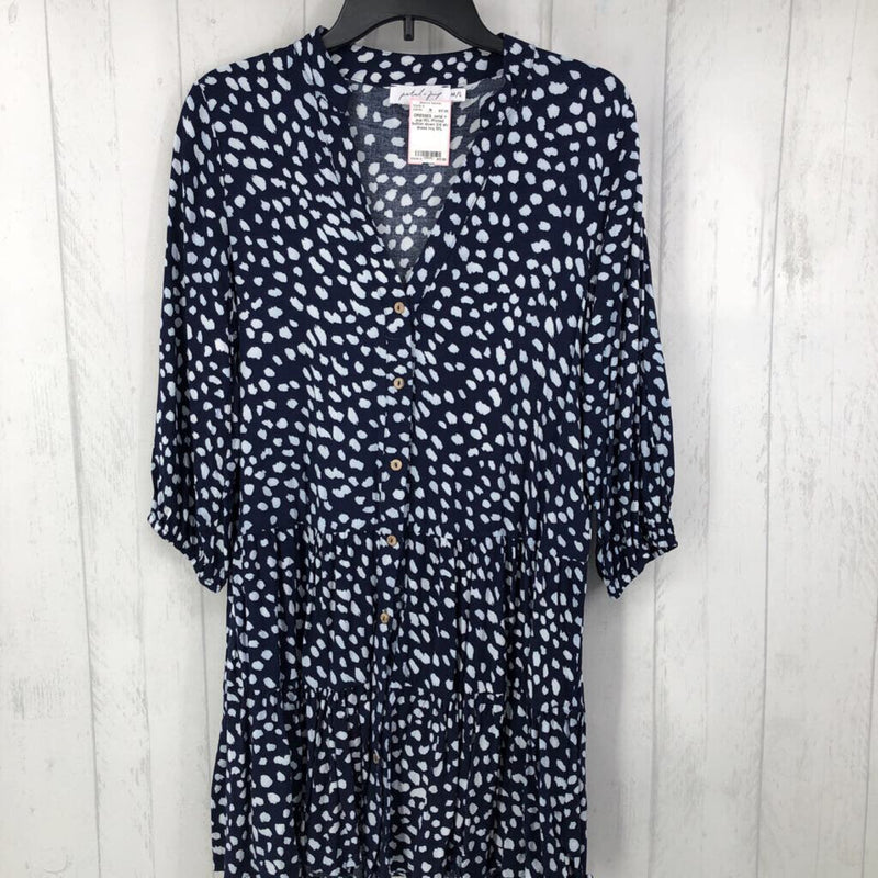 M/L Printed button down 3/4 slv dress