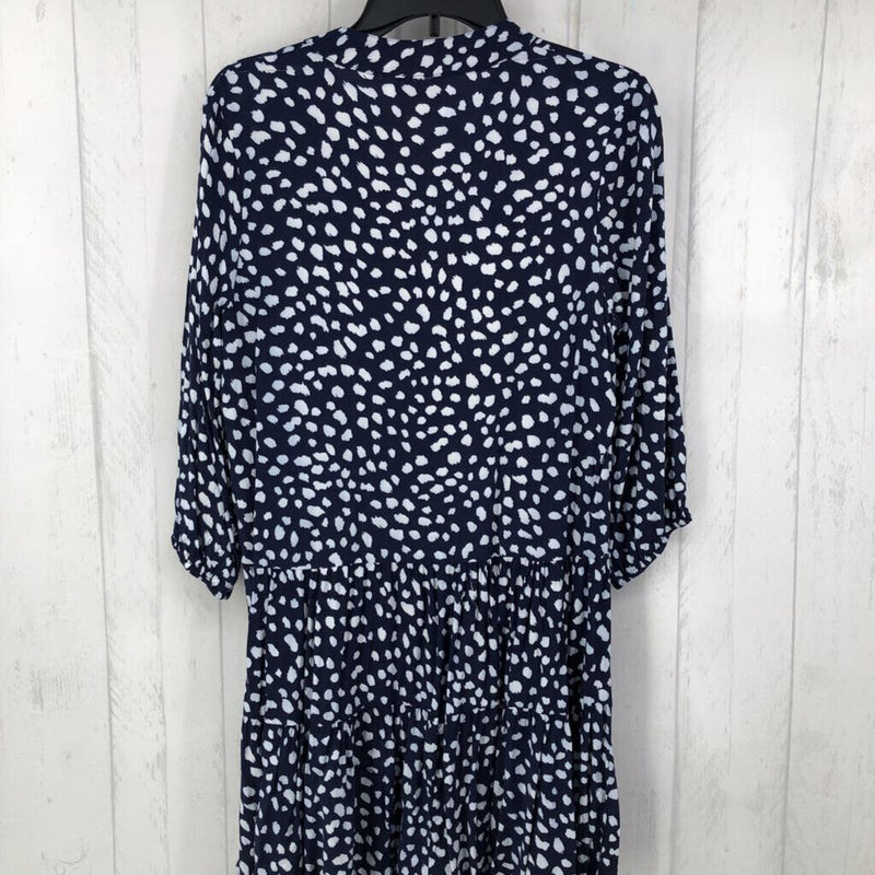 M/L Printed button down 3/4 slv dress