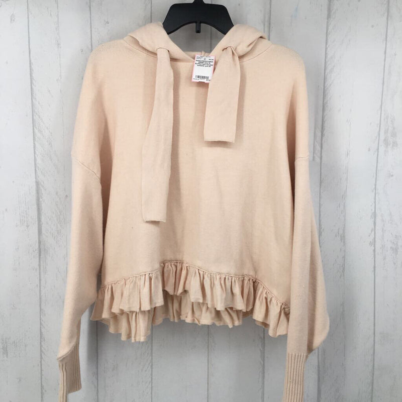 M Ruffled hem hooded sweater