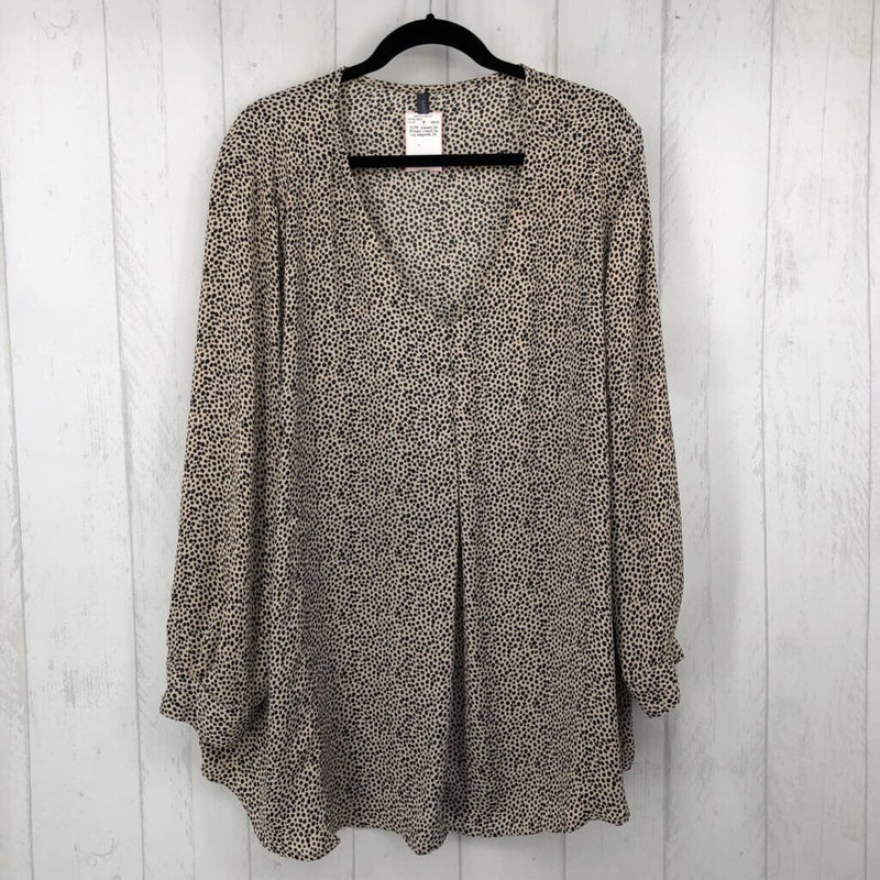 3X Printed v-neck l/s top