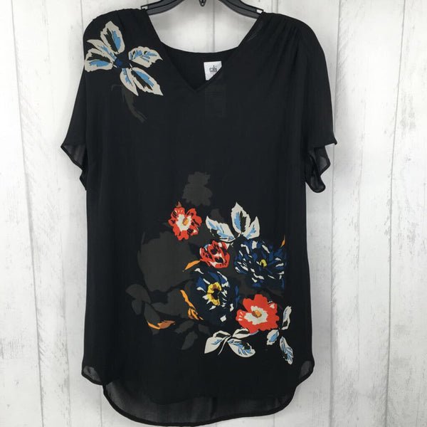 M Flo print v-neck s/s top