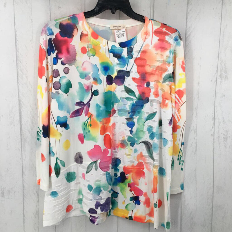 XL Textured printed l/s top