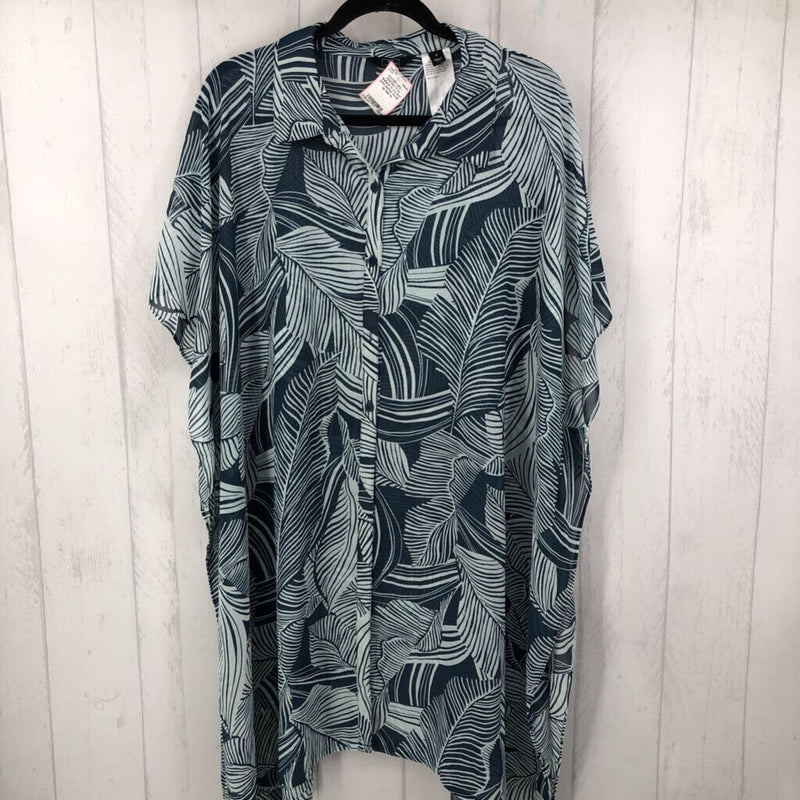 1x s/s leaf print button cover up