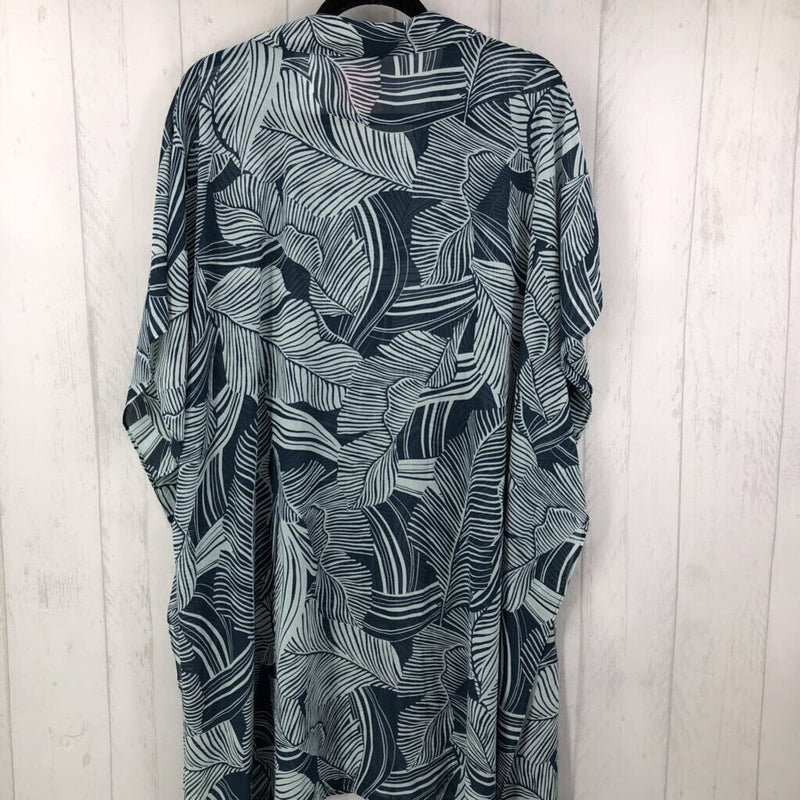 1x s/s leaf print button cover up