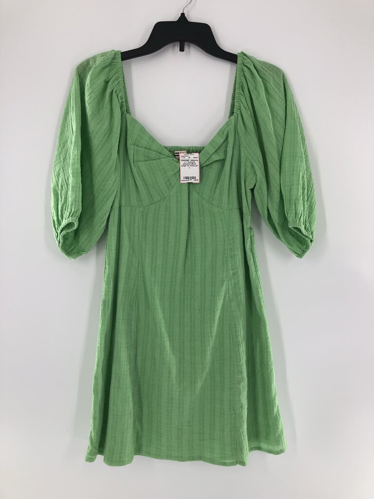 L L Textured smocked elbow length slv dress