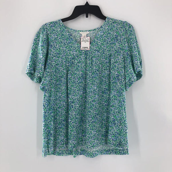 XS Flo print v-neck flutter slv top