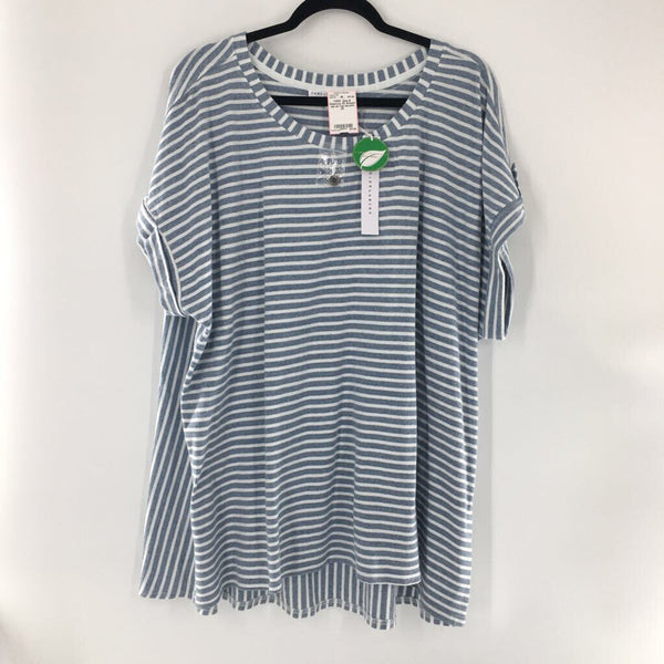 2X Striped tab slv top