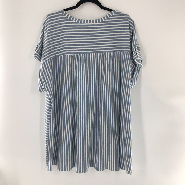 2X Striped tab slv top