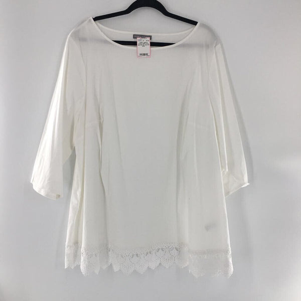 24W Lace hem 3/4 slv top